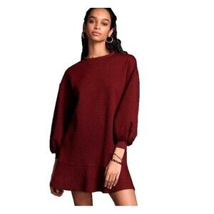 Anthropologie Burgundy Long Sleeve Dress